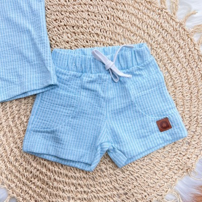 Conj. Camisa Ocean e Bermuda Listrada - Azul Claro